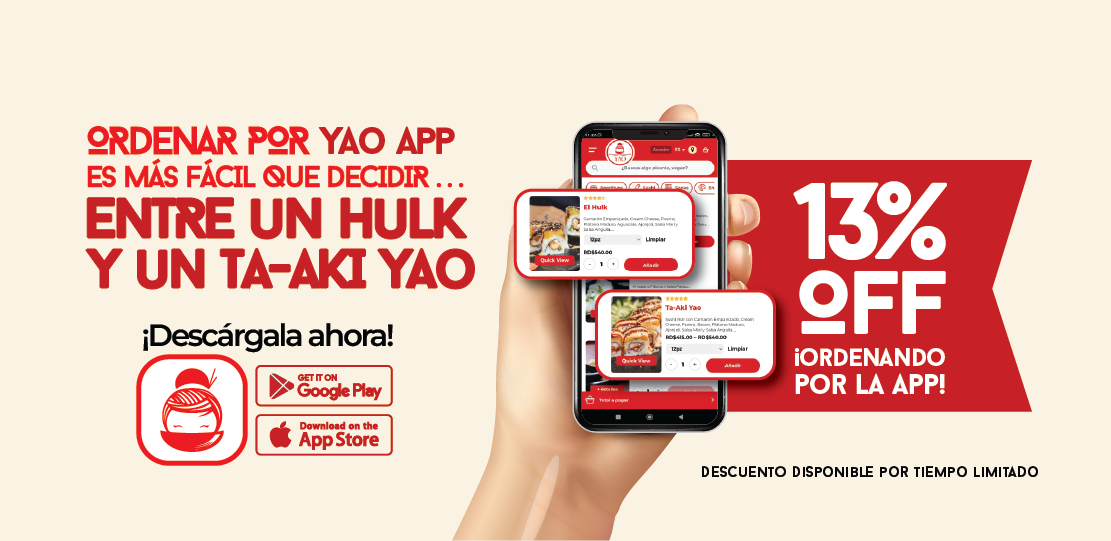 YAO APP  -  Restaurantes YAO Asian Cuisine