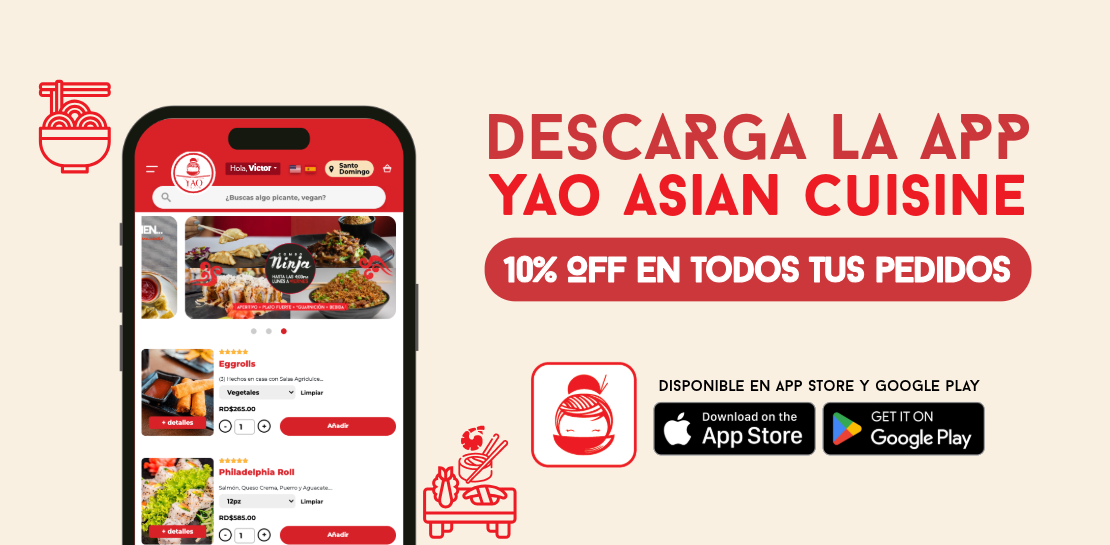 Descarga la app  -  Restaurantes YAO Asian Cuisine