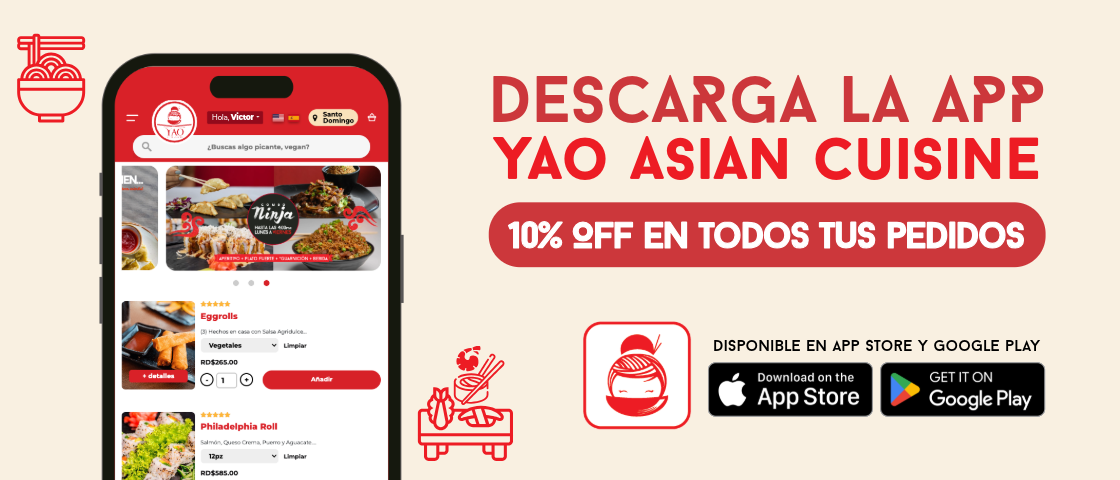 Descarga la app  -  Restaurantes YAO Asian Cuisine