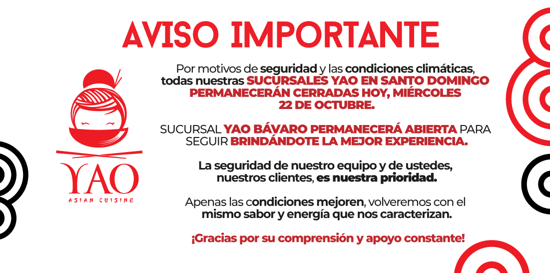 ATENCION  -  Restaurantes YAO Asian Cuisine